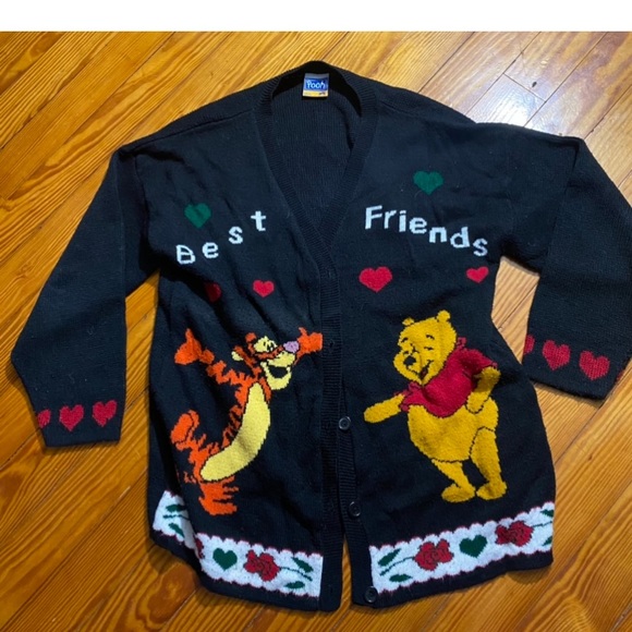 Disney Sweaters - Vintage Y2K Disney Pooh Tigger Best Friends Cardigan Women’s Size LG/XL EUC